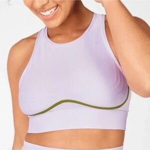 Fabletics Blare Medium Impact Sports Bra Frosted Lilac / Basil Size L